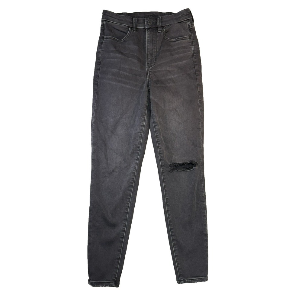 American Eagly Next Level Stretch Curvy Super High Rise Jegging Black 2‎ Short